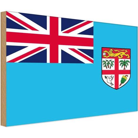 Panneau en bois 30x40 cm, blason du drapeau fidjien (1/4)