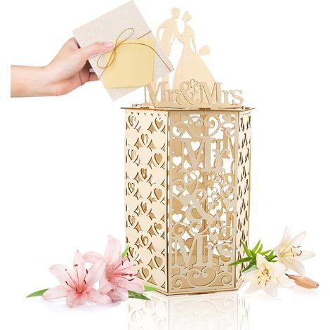 Scatola in legno per biglietti di auguri di matrimonio 46x23x23cm - Scatola per cartelli (1/5)