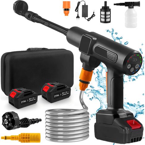 Nettoyeur haute pression sans fil 200 bars 21V moteur sans balais, 5 m tuyau, auto-amorçant avec 2 modes de pulvérisation pour voiture jardin maison (1/5)