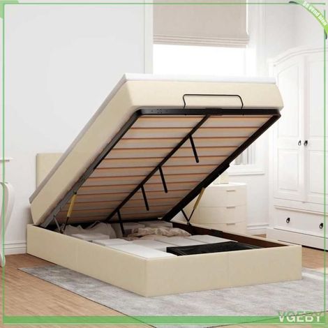 Cadre de lit ottoman avec matelas - 3312220 - crème - 120x200 cm - rangement hydraulique (1/5)