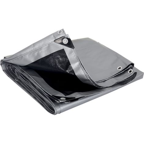 Bâche de protection en polyéthylène WOLTU, Bâche étanche et indéchirable, 280g/m2, 2x3 m, Gris+noir