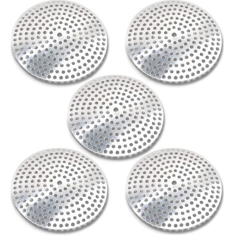 Crépine de baignoire en aluminium, couvercle plat, pour récupérer les cheveux, lot de 5, bouchon de bonde de sol en acier inoxydable 304 (1/5)
