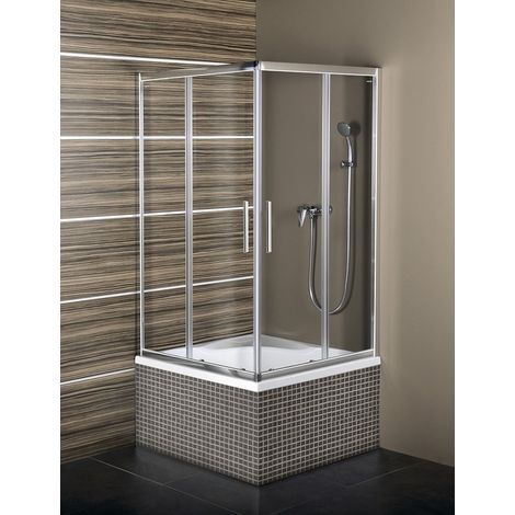 Cabine de douche 80x80 cm – Verre de sécurité transparent – Hauteur 165 cm – Porte coulissante – Largeur d'entrée 455 mm – MD5216 – Polysan (1/5)