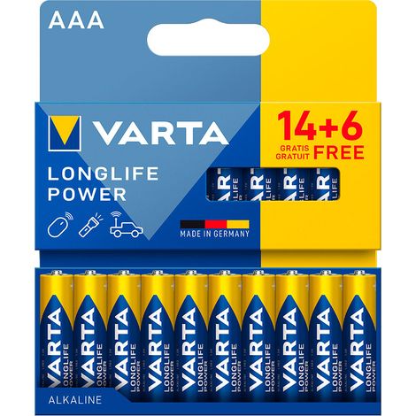 Pila alkalina longlife power aaa - lr03 blister 20 uds, 14 + 6, ø10,5 x 44,5 mm