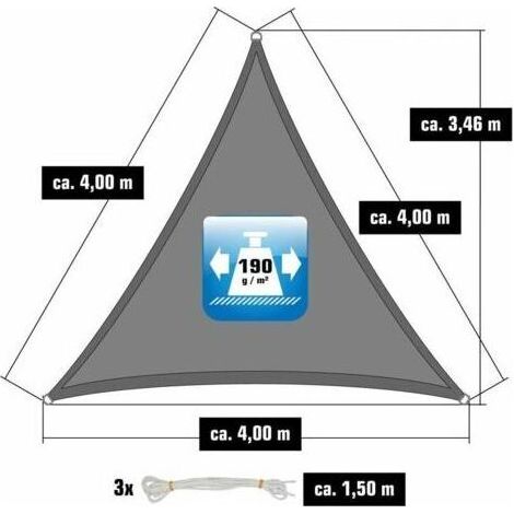 Voile d'ombrage - 4x4x4 Polyester Triangle Protection Solaire - Toile Hydrofuge (1/3)