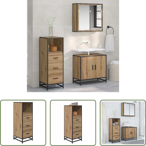vidaXL Holzwerkstoff - Badezimmermöbel-Set mit Regal Artisan-Eiche 35 x 37,5 x 100 cm (1/5)