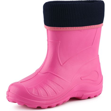 Ladeheid EVA Bottes de Pluie Unisexe Enfant Fille Garçon KL058 (Rose, 32 EU)