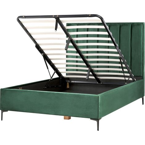 Ottoman Bed Velvet SEZANNE 140 x 200 cm (EU Double) Dark Green (1/5)