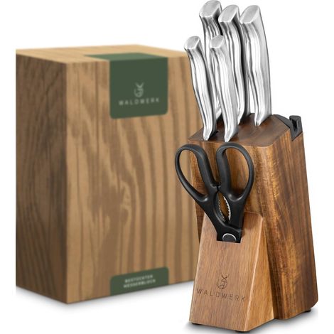 Couteau Cuisine - 7 Couteaux de Cuisine avec Bloc de Rangement et Aiguiseur Intégré - Bloc Couteaux Cuisine - Set Couteaux de Cuisine avec Support - Couteaux et Ustensiles de Cuisine (1/5)