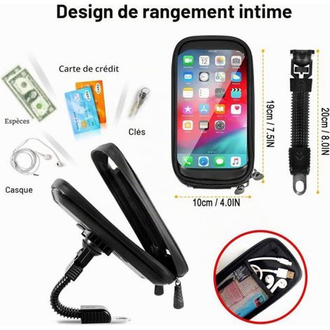 Support Telephone Moto Étanche Rotation À 360° Support Smartphone Moto Scooter Avec Habillage Pluie Porte Téléphone Pour Moto Rétr (1/5)