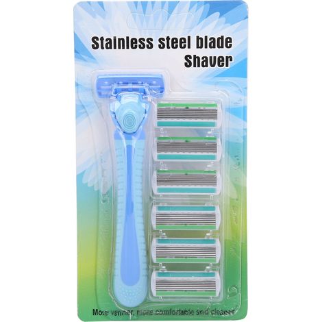 Rasoir manuel portable pour le corps avec tête de coupe bleue - Tondeuse à poils (1/5)