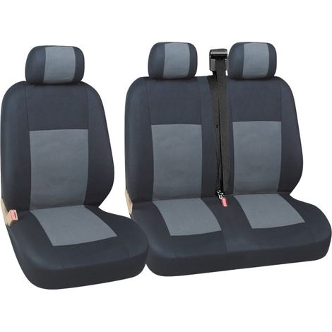 2+1-Set universelle Sitzbezüge für Vordersitze (für Bus/Mikrobus), Farbe grau-schwarz, Textil