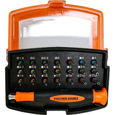 FISCHER DAREX - Coffret de 21 embouts de vissage et tournevis porte embouts (1/4)