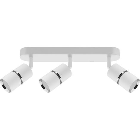 Spot de plafond métal orientable blanc chromé GU10 3 lampes spot de plafond oblong