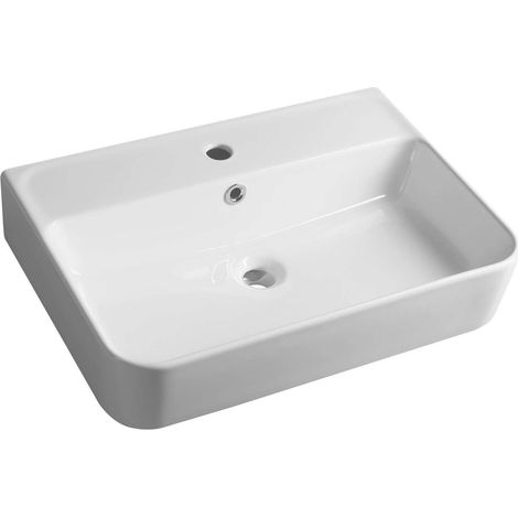 Sapho Gali - Lavabo 60x42 cm, con troppopieno, foro per rubinetto, bianco TU0177