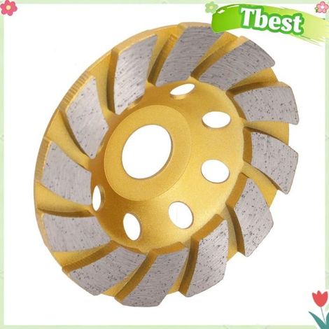 Tbest meule diamantée turbo Meule à Béton de 4 Pouces, Disque à Rangée à 12 Segments avec Trous D'air, outillage perceuse (1/5)