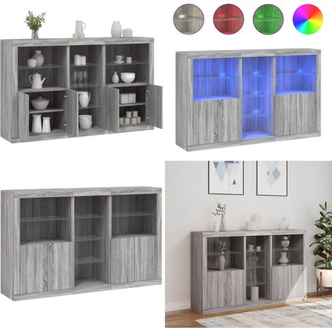Sideboard mit LED-Leuchten Grau Sonoma 162x37x100 cm - Sideboard - Wohnzimmermöbel - Regal - TV-Schrank - Holz Sideboard - Home & Living (1/5)