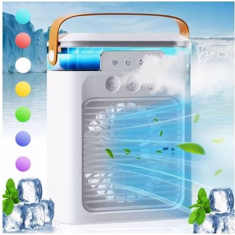 Ventilateur brumisateur portable - Climatiseur humidificateur de table USB - Rafraîchissant et apaisant - Économe en énergie - Idéal pour la cuisine, l'école, les voyages, le camping, la voiture et la