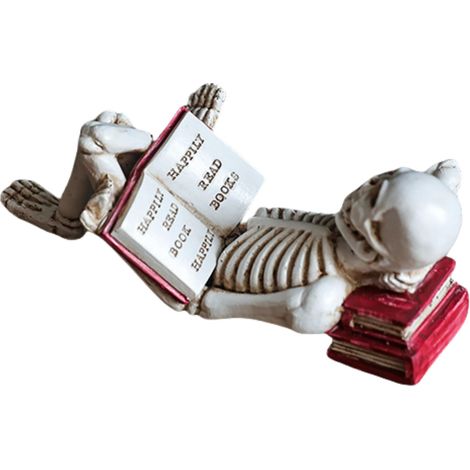 Statue de crâne décorative pour Halloween, représentant une femme lisant, symbole de la pensée, décoration moderne pour étagère ou table. Figurine d'Halloween pour la maison, le salon, le bureau ou la (1/5)