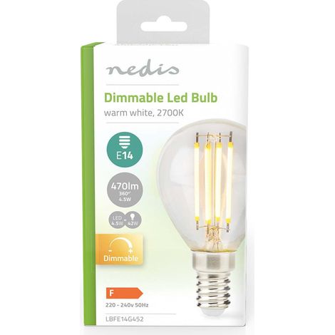 Nedis LBFE14G452 ampoule LED E14 4.5W blanc chaud (1/4)