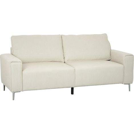 3-Sitzer Sofa, Couch mit Armlehnen, Rückenkissen, Wohnzimmersofa mit Cordbezug, Federkern, Dick Gepolstert Polstersofa für Wohnzimmer, Schlafzimmer 193 x 77 x 80 cm, Cremeweiß