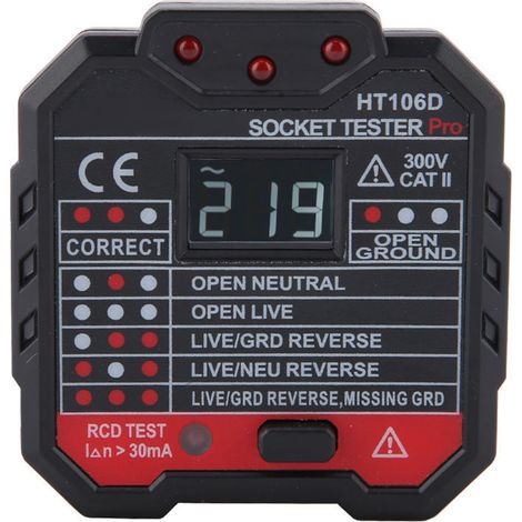 HT106D Multifunktions-Steckdosenprüfer, Netzfehlerprüfgerät, EU-Stecker (1/5)