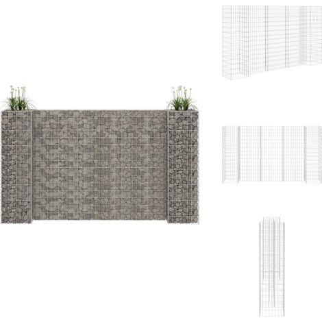 vidaXL H-Shaped Gabion Planter Steel Wire 260x40x150 cm