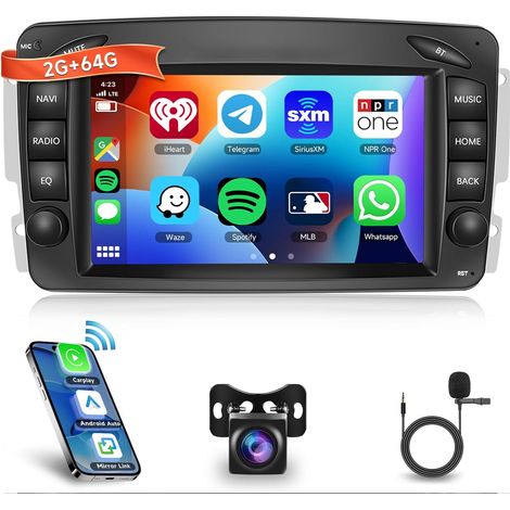 Autoradio avec CarPlay Android Auto sans Fil, Écran Tactile 7 Pouces Autoradio Android 13, GPS WiFi Bluetooth Caméra (1/5)