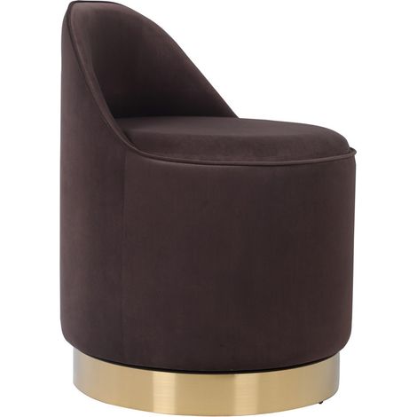Pouf girevole Viktor con contenitore in velluto marrone (1/3)