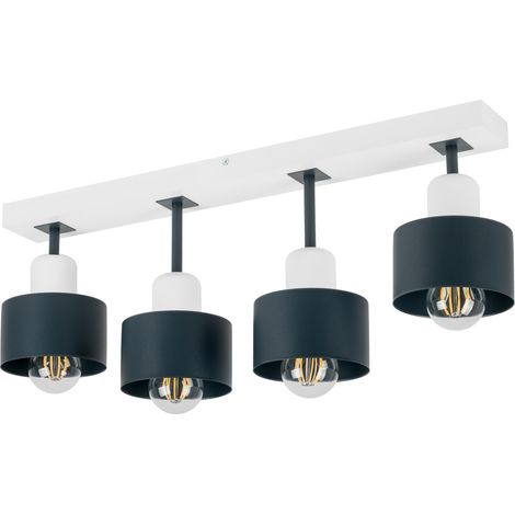 Lámpara de techo blanca de madera y metal de estilo escandinavo, 4xE27, iluminación LED moderna para salón, cocina, dormitorio, habitación infantil, loft. (1/5)