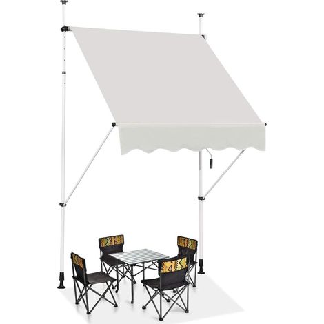 COSTWAY Tenda da Sole per Esterno, Tenda da Sole a Bracci Estensibili con Struttura Telescopica e Tessuto Resistene ai Raggi Solari, Regolabile in Altezza e in Angolazione (150 x 120 cm Beige)