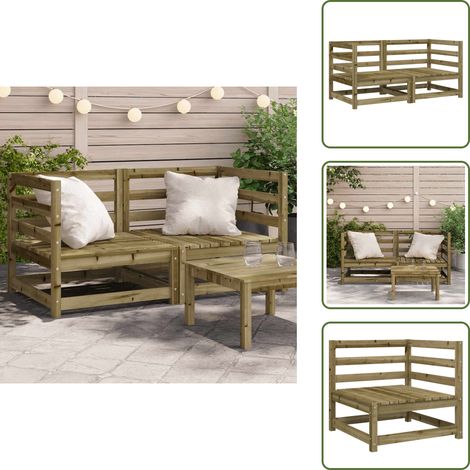 vidaXL Sofás esquineros jardín 2 uds madera pino impregnada 70x70x67cm (1/5)