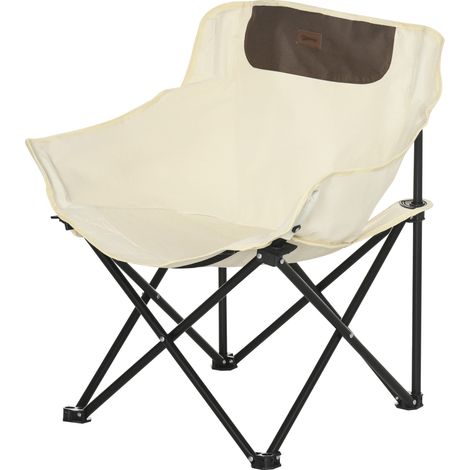 Chaise camping pliable acier tissu blanche avec sac transport