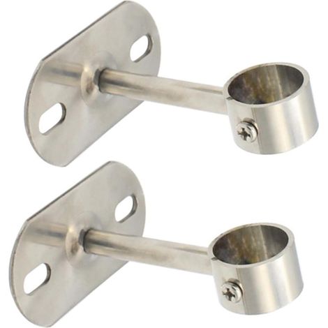Lot de 2 supports de barre de douche en acier inoxydable à fixer au plafond, pour salle de bain et balcon, afin de suspendre les vêtements. (1/5)