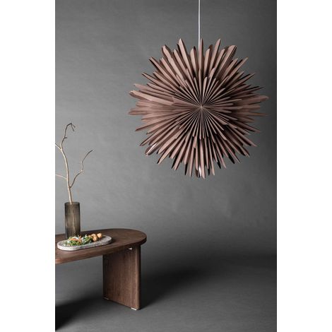 Sälen étoile de Noël avec lumière papier Ø80 cm suspension marron. (1/4)