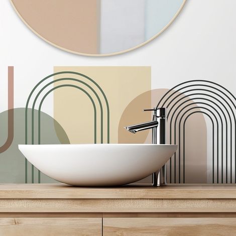 Crédence de salle de bain en Aluminium design beige 140x30 cm (en 2 bandeaux) - Arche
