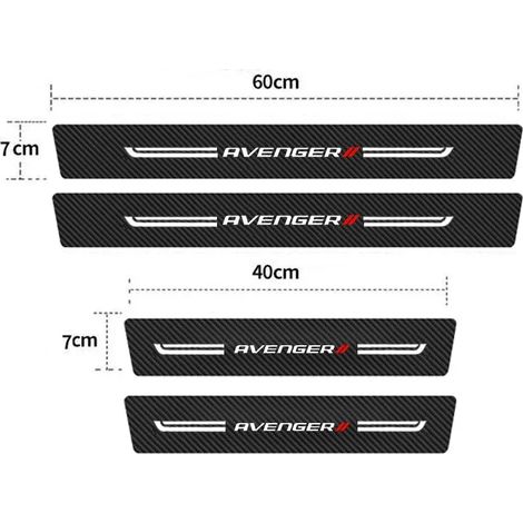 (4 pièces) Seuil de porte de voiture,protection anti-rayures,autocollants de protection de coffre et de pare-chocs pour Dodge AVENGER,accessoires pour pédales de porte avec logo (1/2)