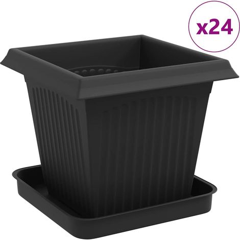 Maison Exclusive - Vasi per Piante 24 pcs Nero 16 x 16 x 14 cm Plastica