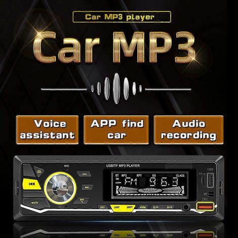 Auto-MP3-Player mit Bluetooth, Stereo-Receiver, FM-Radio, Freisprechfunktion, USB-/TF-Karten-/AUX-Eingang, A-Player-Unterstützung