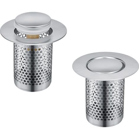 2 Pièces Filtre à Evier en Acier Inoxydable Cuisine, 33 × 51.3 mm Grille Douche, Bonde Evier Pop-Up en Noyau en Laiton, pour Cuisine, Salle de Bain, Baignoire (1/5)