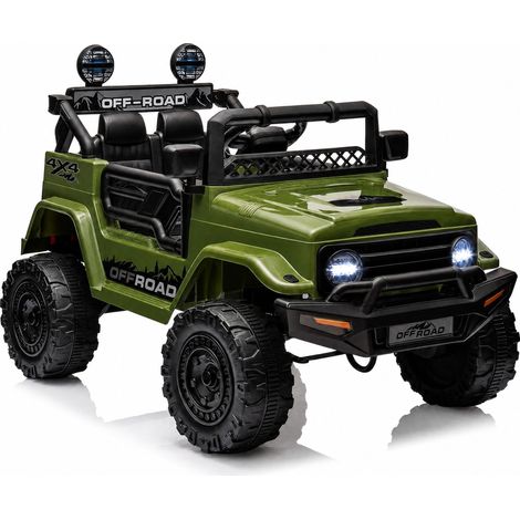 GARVEE Elektroauto für Kinder 12V, Kinderfahrzeug mit Federung, Fernsteuerung, LED-Scheinwerfer, 3 Geschwindigkeiten, geeignet für Kinder ab 3 Jahren, Olivgrün (1/5)