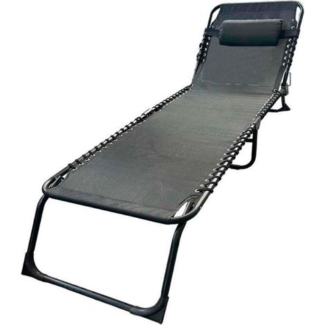 TrAdE Shop Traesio - Lettino Prendisole Sdraio Senza Parasole In Textilene Nero Reclinabile Giardino 483010 - (1/5)