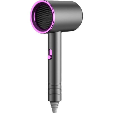 Sèche-cheveux silencieux, buse rotative à 360 degrés, séchage rapide, ABS PP, Portable, pour Salon de maison, Gris avec lumière bleue (1/5)