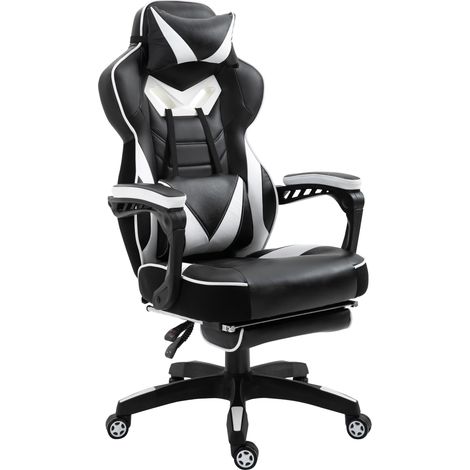 Silla Ergonómica de Escritorio Ajustable Altura Reclinable con Reposapiés Blanco