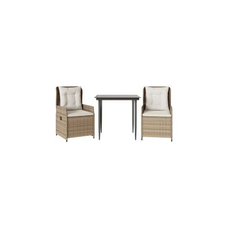 Ensemble à manger de jardin et coussins 3 pcs Beige poly rotin (1/5)