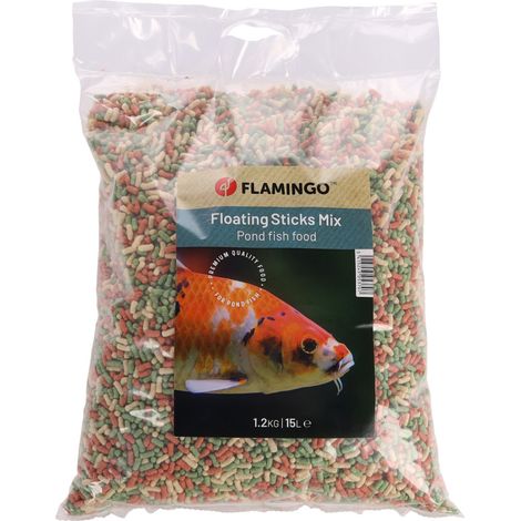 Flamingo – Nourriture poisson d'étang sticks 15 litres – Aliment complet pour poissons d'étang – Favorise digestion et résistance aux maladies – Limite pollution bassin (1/3)