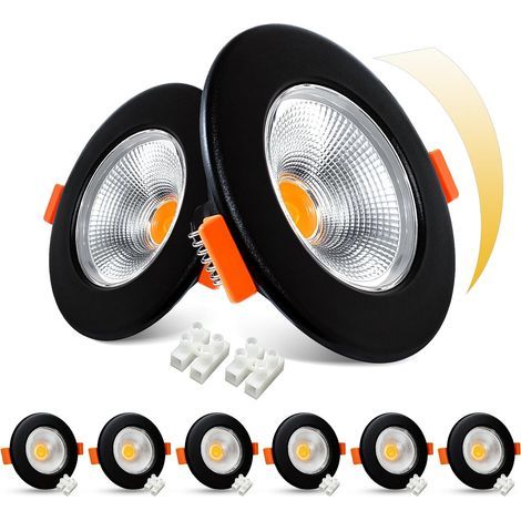 Set of 8 Recessed Black LED Spotlights, Dimmable 10W, Warm White 3000K, for Kitchen, Bedroom, Living Room (1/5)
