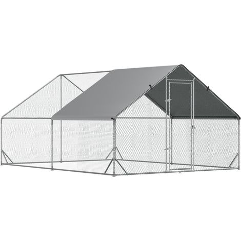 XXL-Hühnerstall mit Außengehege und schattierendem Dach aus Stahl 3 x 4 x 2 m MODENUIT (1/5)