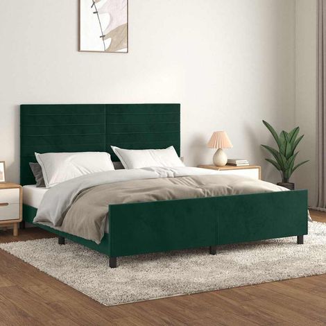 Estructura cama con cabecero terciopelo verde oscuro 180x200 cm (1/5)