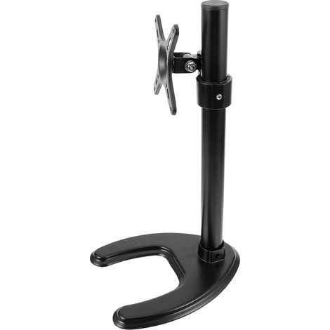 Base de Support TV en Alliage D'aluminium Noir, Construction Solide et Installation Rapide, Pied de Meuble TV Contemporain pour Moniteur et Télévision (1/5)